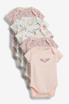 Pink Bunny 5 Pack Short Sleeve Baby Bodysuits (0mths-3yrs) (401637) | 6,790 Ft - 7,690 Ft