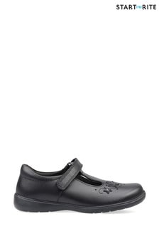 حذاء مدرسي جلد أسود تلبيس قياسي وعريض Star Jump من Start-Rite (401666) | 25 ر.ع