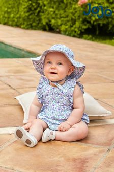 JoJo Maman Bébé Lilac 2-Piece Butterfly Bloom Print Bubble Romper & Floppy Hat Set (401764) | 175 zł