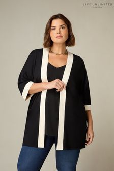 Kimono Live Unlimited Curve noir en jersey contrasté (402068) | €69