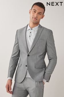 Light Grey Skinny Fit Two Button Suit Jacket (402122) | $93