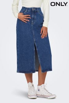 ONLY Blue Denim Midi Skirt With Front Split (402270) | CA$100