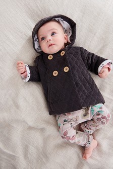 Grey Baby Corded Hooded Jacket With Fleece Lining (0mths-2yrs) (402324) | CHF 29 - CHF 32