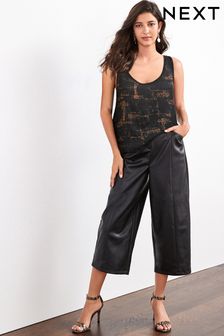 Black PU Faux Leather Culotte Trousers (402465) | €23.50