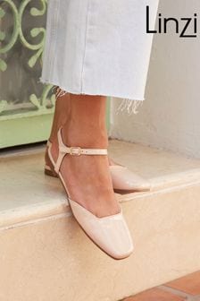 Linzi Nude Tai Open Back Square Toe Loafers With Ankle Strap (403024) | kr454