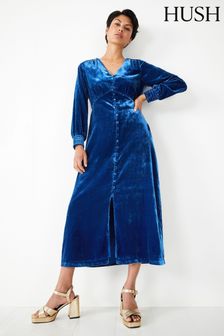 Hush Blue Velvet Valeria Dress (403741) | 569 QAR