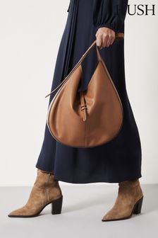Hush Brown Isla Leather Scoop Tote Bag (403812) | AED882