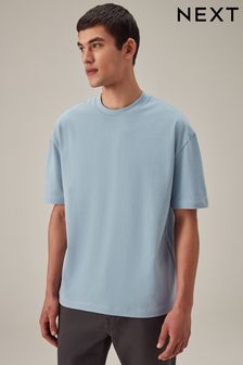 כחול  - גזרה רפויה - חולצת טי מבד עבה (404109) | ‏52 ‏₪