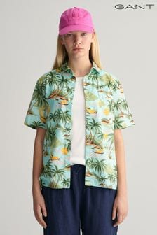 Zielony - Gant Boys Oleander Print Cotton Short Sleeve Shirt (404212) | 380 zł