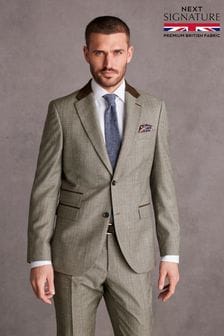 Taupe Slim Fit Signature Alfred Brown Wool Suit Jacket (404293) | AED787