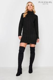 Schwarz - Pixiegirl Petite Pulloverkleid mit Zopfmuster (404367) | 53 €