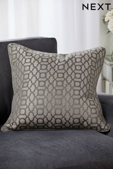 Silver Woven Geometric Large Square Cushion (404409) | INR 2,032