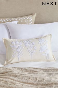 White 50 x 30cm Embroidered Cushion (405099) | kr201