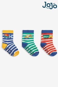 JoJo Maman Bébé Jungen 3-Pack Socken mit Transportfahrzeugen (405284) | 8 €