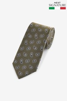 Khaki ze wzorem paisley - Krawat Signature Made In Italy ze wzorem (405341) | 72 zł