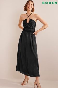 Boden Black Ruched Bust Satin Maxi Dress (405427) | €111
