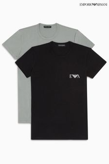 Emporio Armani Bodywear Black/Grey T-Shirts 2 Pack (405431) | $103
