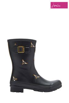 Joules Black Molly Mid Height Printed Wellies