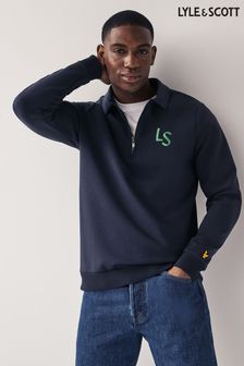 Lyle & Scott Navy Logo Half Zip Sweatshirt (405625) | €134
