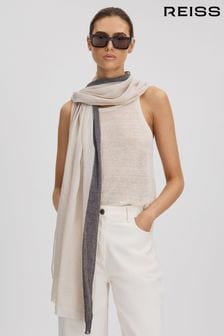 Černá - Reiss Beatrix Modal-linen Striped Scarf (405744) | 3 960 Kč