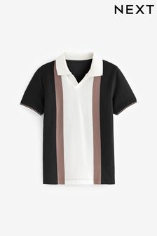 White/Black Revere Collar Short Sleeve Polo Shirt (3-16yrs) (405990) | $24 - $32