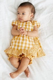 Yellow Ochre Embroidered Blouse And Shorts Set (0mths-2yrs) (405999) | €8.50 - €10