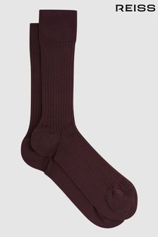 Reiss Bordeaux Feli Ribbed Mercerised Cotton Blend Sock (406166) | €18