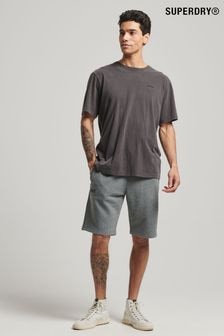 Superdry Grey Vintage Logo Embroidered Jersey Shorts with Linen (406366) | $69