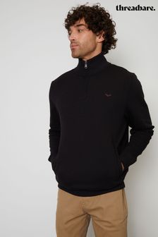 Threadbare Black 1/4 Zip Neck Sweatshirt (406981) | LEI 131