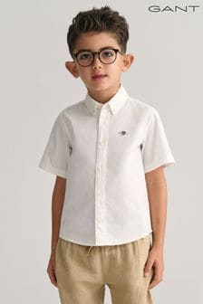 GANT Boys Oxford Short Sleeve White Shirt
