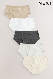 White/Charcoal Grey/Oatmeal Hipster Briefs 5 Pack (2-16yrs) (407118) | $15 - $22