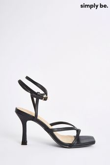 Črni posebno široki sandali s paščki in gleženjskim zavezovanjem Simply Be Carrieann (407652) | €19