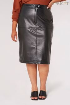 Apricot Black Faux Leather Look Midi Skirt (407874) | ￥6,170