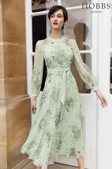 Hobbs Green Leia Silk Dress (408158) | AED1,825