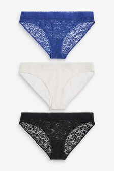 Lot de trois slips en dentelle à logo