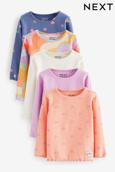 Ribbed Long Sleeve Tops 5 Pack (3mths-7yrs)