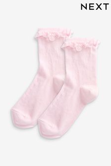 Pink 2 Pack Cotton Rich Ruffle Ankle Socks (409218) | 15 QAR - 22 QAR