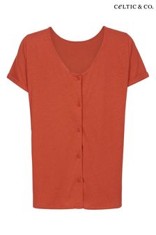Celtic & Co. Orange Linen/Cotton Button Back Top (409367) | €30