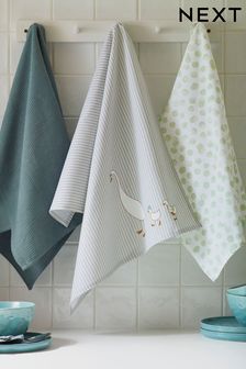 Set of 3 Green Green Geese Family Tea Towels (409421) | $31