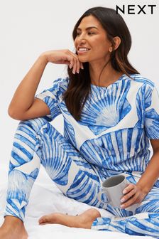 Blue Shells Short Sleeve Cotton Pyjamas (409821) | OMR11