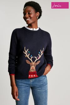 Joules Navy Blue The Cracking Christmas Jumper (40L404) | kr584