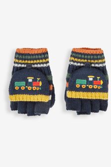 JoJo Maman Bébé Navy Boys' Train Striped Gloves (410055) | €10