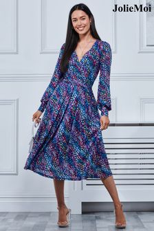 Jolie Moi Blue Maaike Long Sleeve Mesh Dress (410100) | kr1 630
