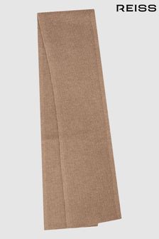 Reiss Camel Chesterfield Merino Wool Ribbed Scarf (410639) | €104