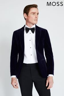 MOSS Skinny Fit Blue Velvet Dress Suit: Jacket (410675) | 737 QAR