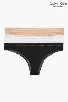 Calvin Klein Black Bottoms Up Refresh Thongs 3 Pack (410777) | $88