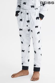 Reiss Optic White Bertie Senior Slim Fit Cotton Motif Pyjama Bottoms (411580) | €20