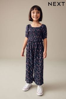 Navy Blue Floral Printed Jumpsuit (3-16yrs) (411753) | AED57 - AED74
