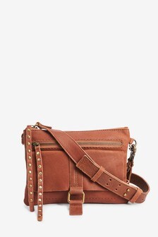 Tan Leather Stud Across Body Bag (411867) | BGN 99