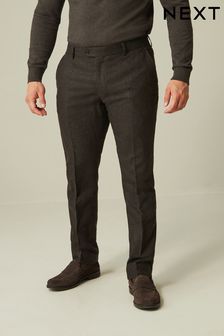 Brown Slim Wool Blend Donegal Suit: Trousers (411914) | 292 QAR